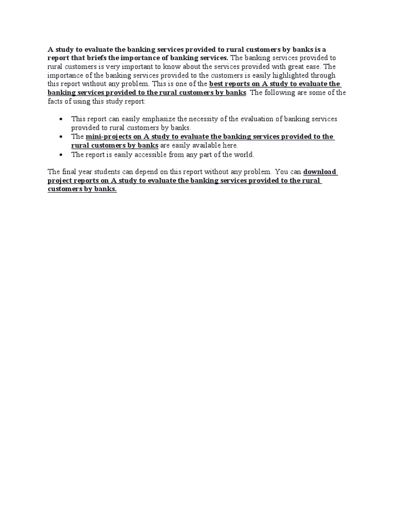 PERSONAL BANKING SERVICES MARKET STUDY intelligence overview