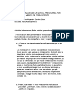 ... Actividad Análisis de La Noticia Presentada Por Diferentes Medios de Comunicación