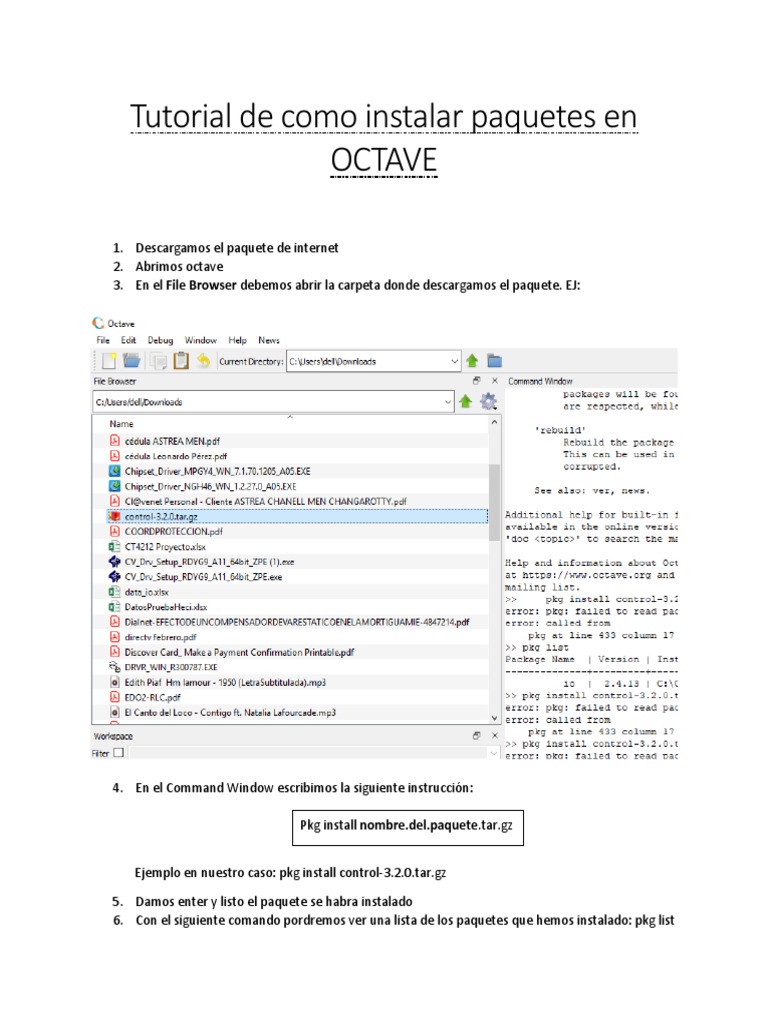 Tutorial de Como Instalar Paquetes en OCTAVE | PDF