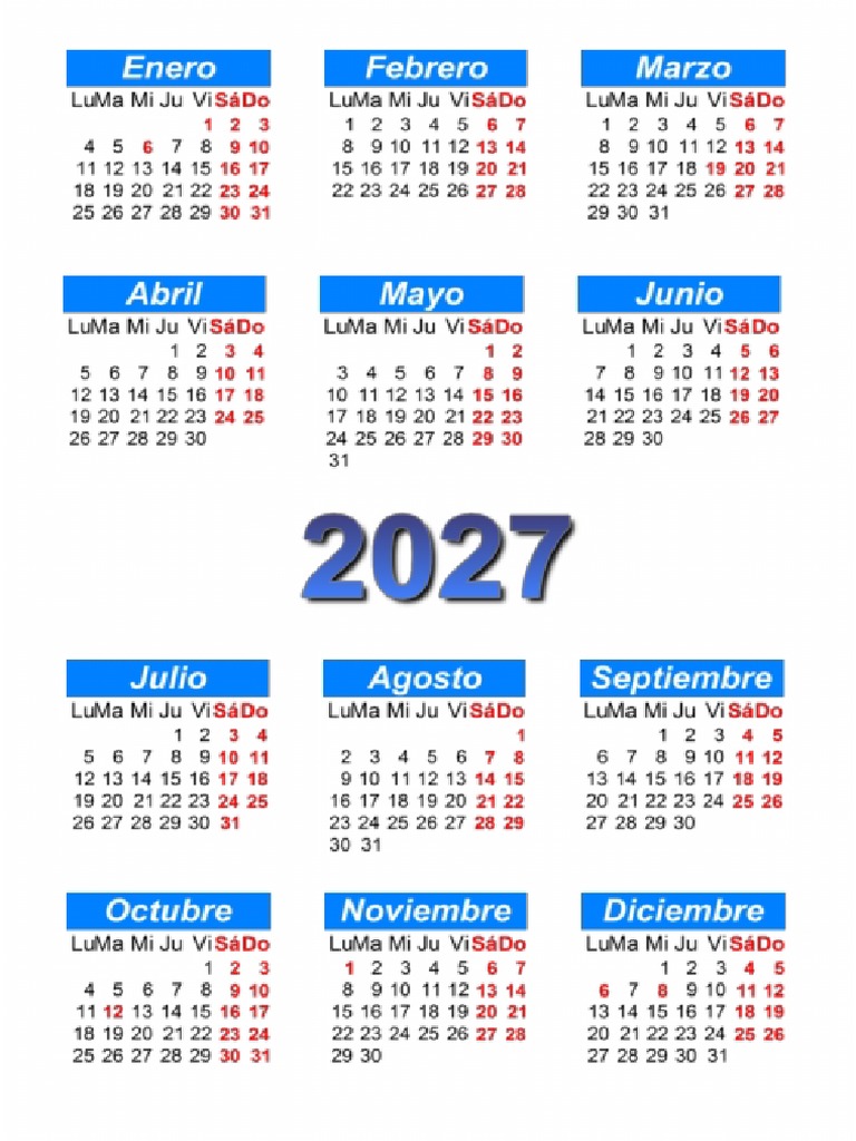 Calendario 2027 PDF