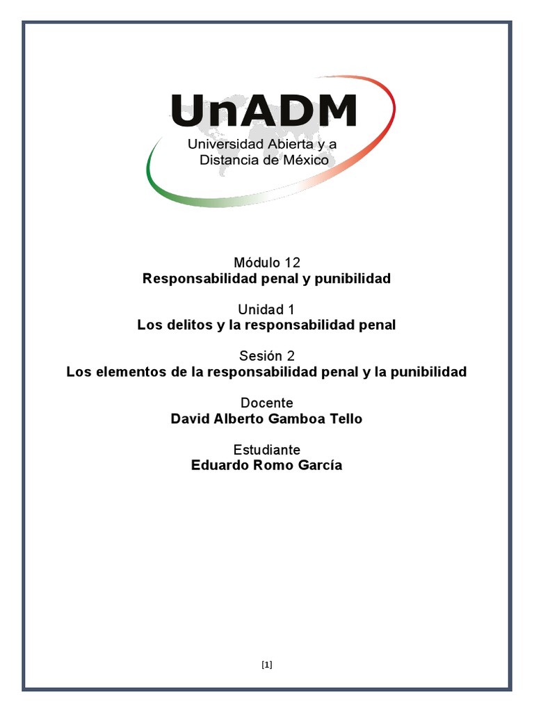 Responsabilidad Penal y Punibilidad: Módulo 12 | PDF