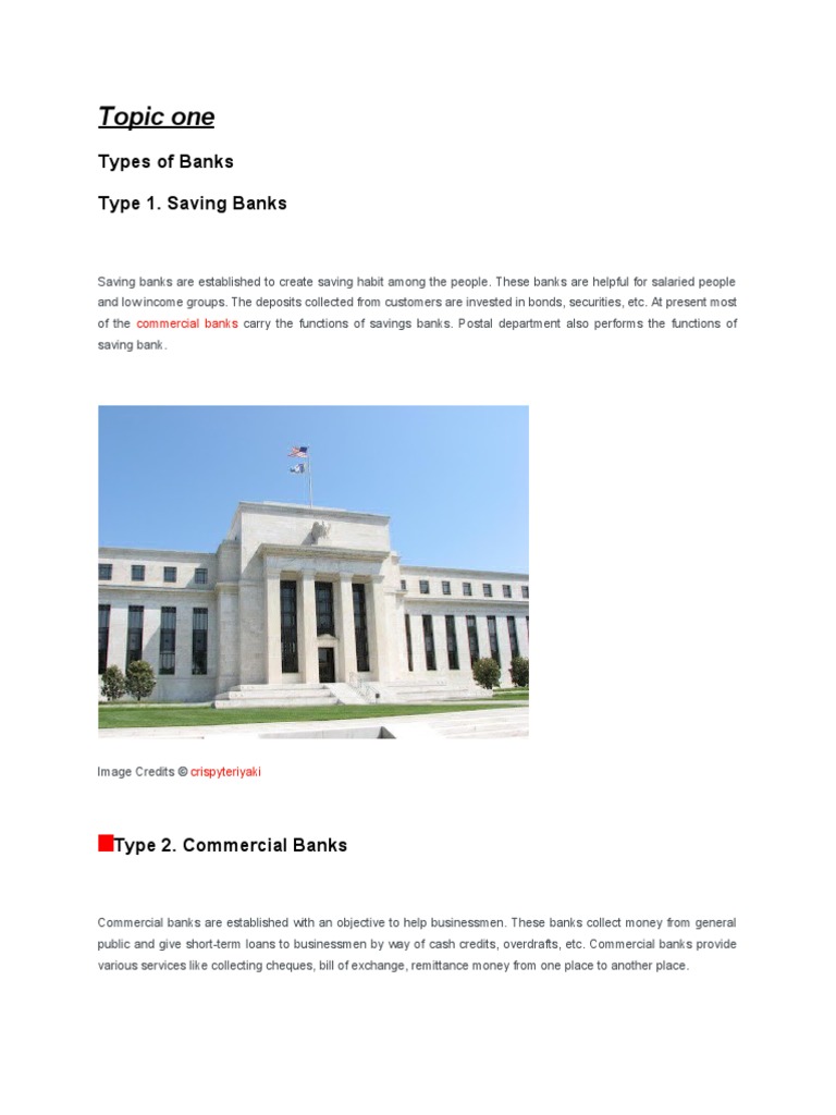 Types and Roles of Banks Explained | PDF | Credit Card | Banks