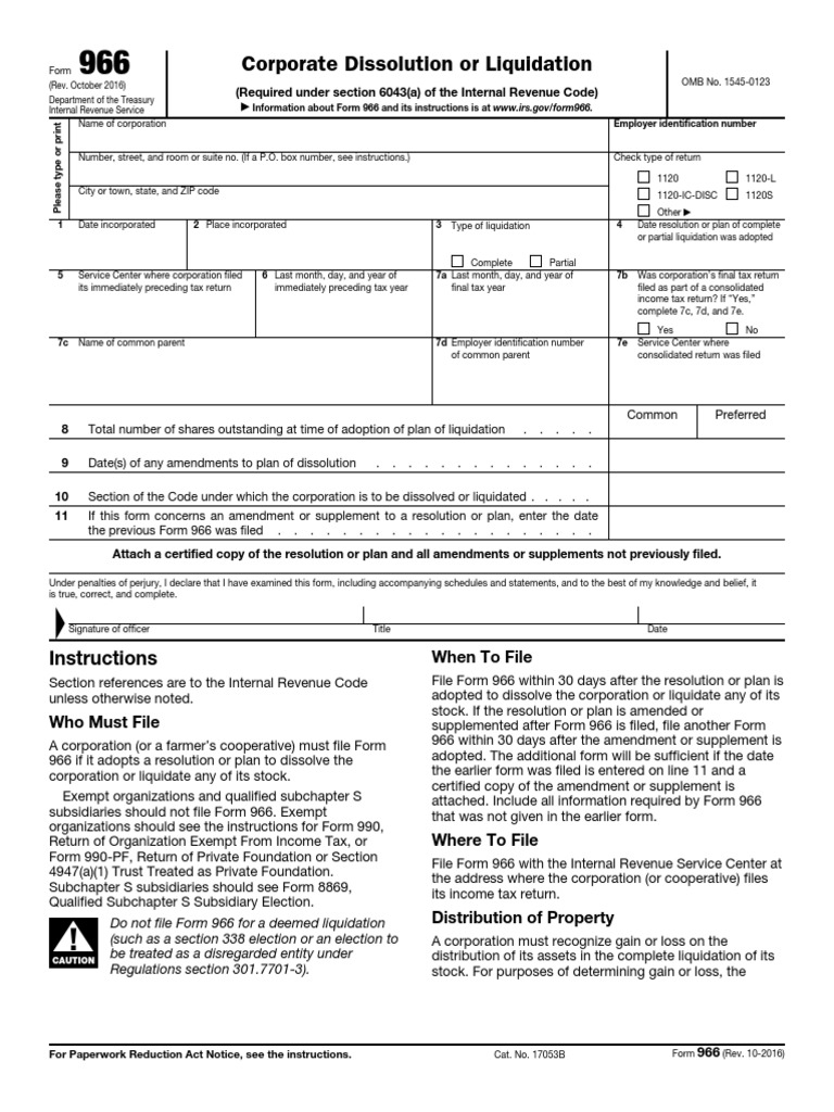 Corporate Dissolution or Liquidation: Instructions | Download Free PDF ...