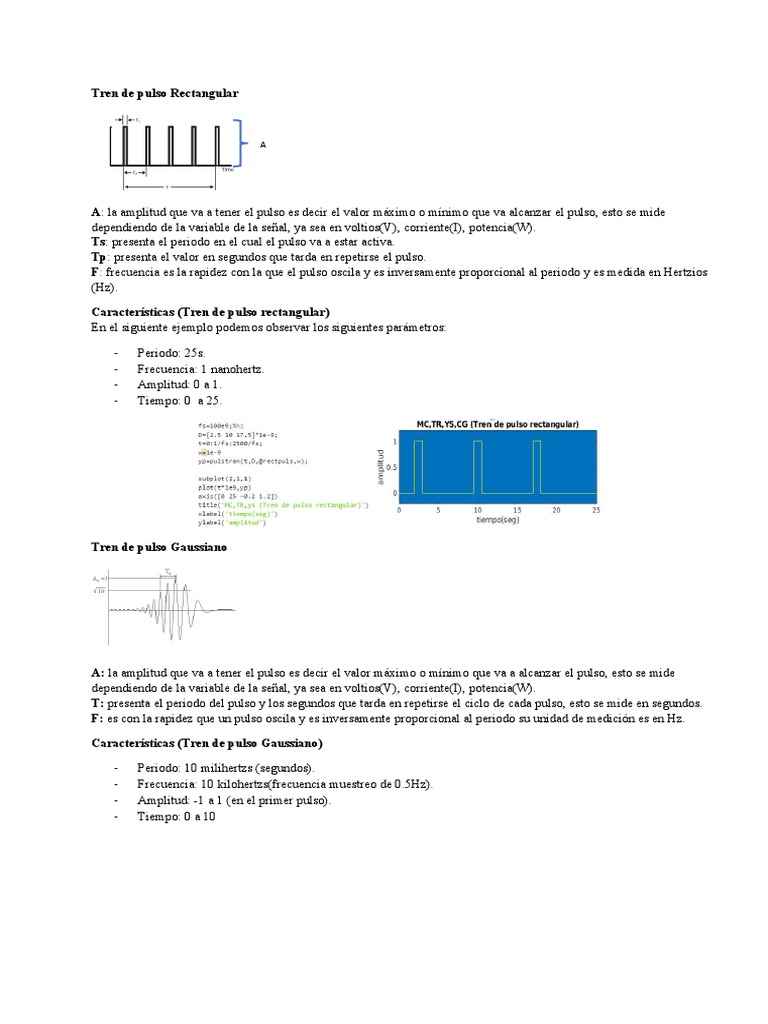 Pulso Rectangular y Gaussiano | PDF
