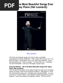 150 of The Most Beautiful Songs Ever Easy Piano Hal Leonard - Great Songs To Play For Your Own Enjoyment! PDF