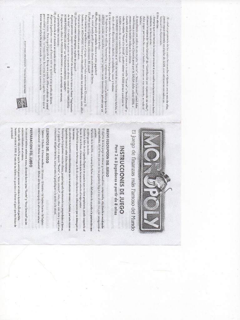 Monopoly Instrucciones Parte 1 | PDF