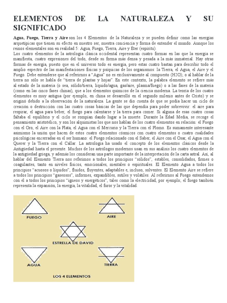 Significado de los 4 Elementos Naturales | PDF | Incendios | Naturaleza