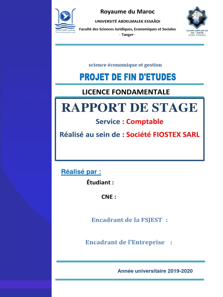 Thème De Rapport De Stage En Cabinet Comptable