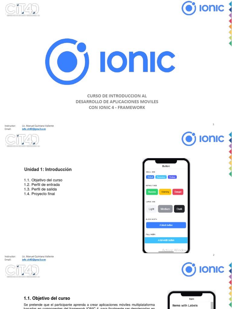 Curso de Desarrollo Móvil con Ionic 4 | PDF | Aplicación movil ...