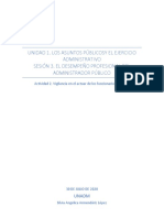 Unidad 1. Los Asuntos Públicosy El Ejercicio Administrativo Sesión 3. El Desempeño Profesional Del Administrador Público