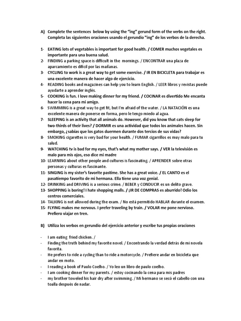 Complete The Sentences Below by Using The | PDF | Salud y bienestar