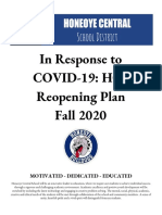 In Response To Covid-19: Hcs Reopening Plan Fall 2020: Motivated - Dedicated - Educated