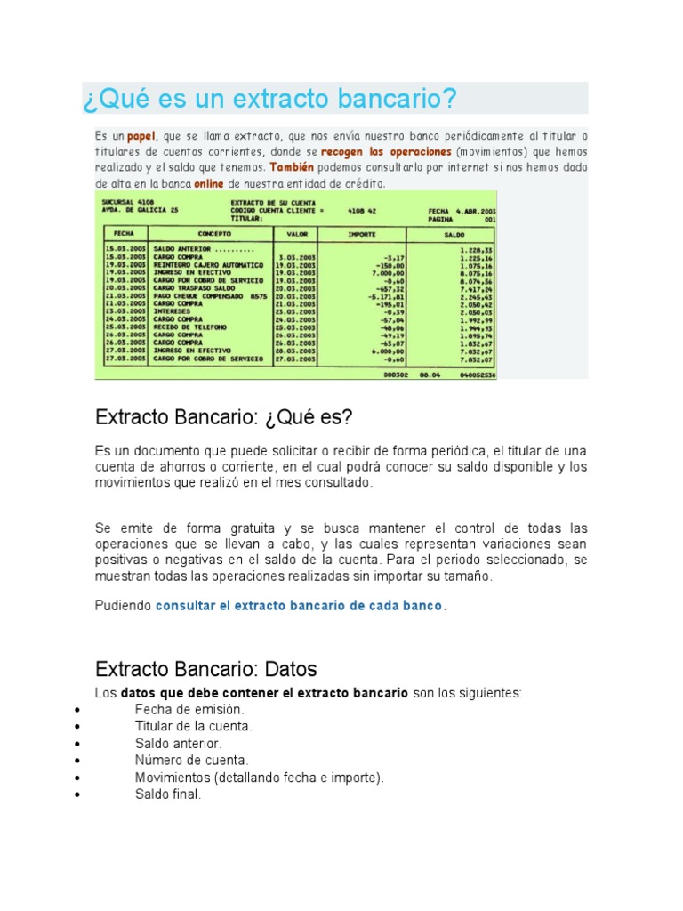 Extracto Bancario | PDF | Bancos | Interés, image size:768x1024