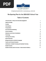 Re-Opening Plan For The 2020-2021 School Year