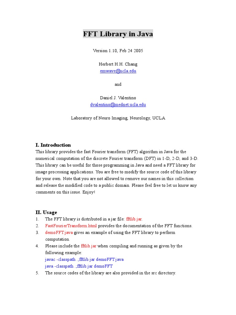FFT Library in Java: Emwave@ucla - Edu | PDF | Fast Fourier Transform ...