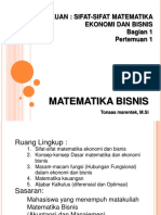 Matematika Bisnis Pendahuluan Sifat-Sifa