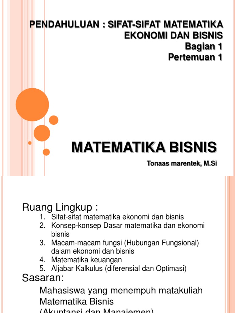 14+ Contoh Makalah Sifat Sifat Matematika Ekonomi Dan Bisnis
