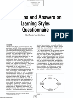 Questions and Answers On Learning Styles Questionnaire: Alan Mumford and Peter Honey