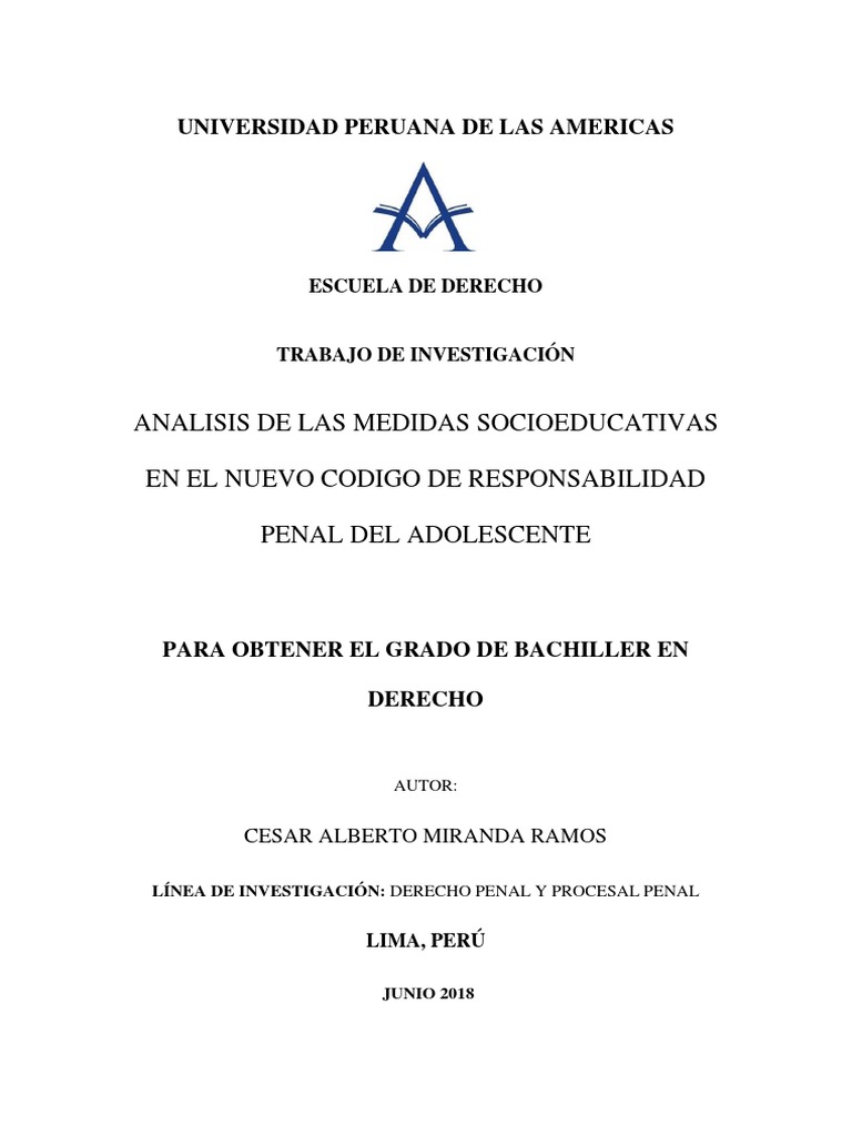 Análisis de Medidas Socioeducativas en Perú | PDF | Derecho penal ...