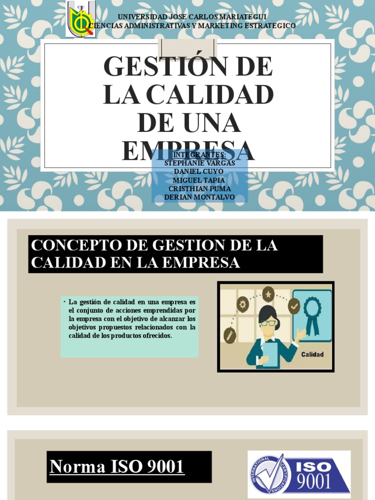 Gestion de La Calidad en La Empresa - Expo | PDF | Calidad (comercial ...