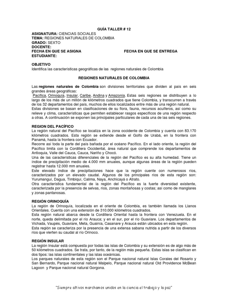 Regiones Naturales de Colombia para Niños | PDF | Andes | Colombia