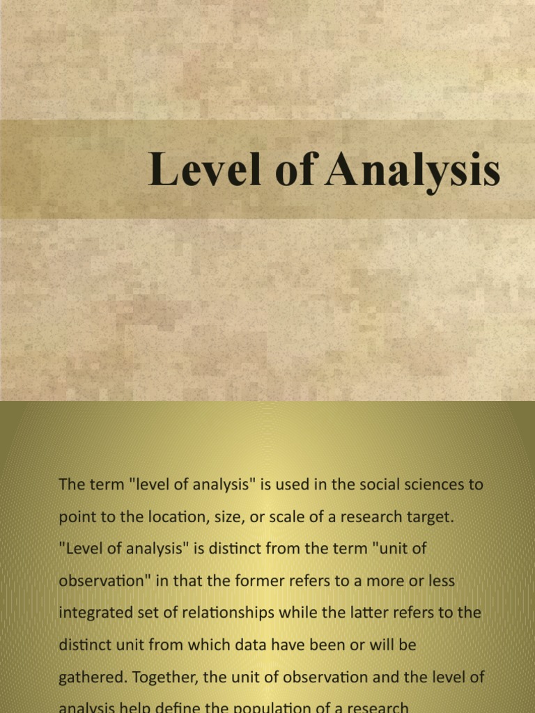 International Relations Level of Analysis PDF Power (Social And Political) Analysis