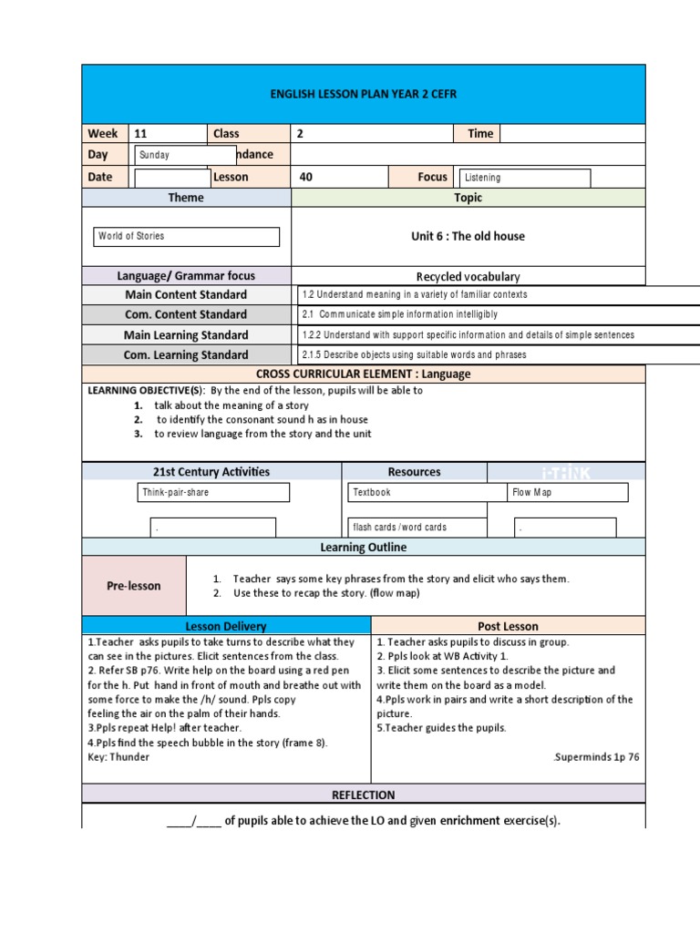 Year 2 Cefr Week 11 | PDF | Lesson Plan | Curriculum