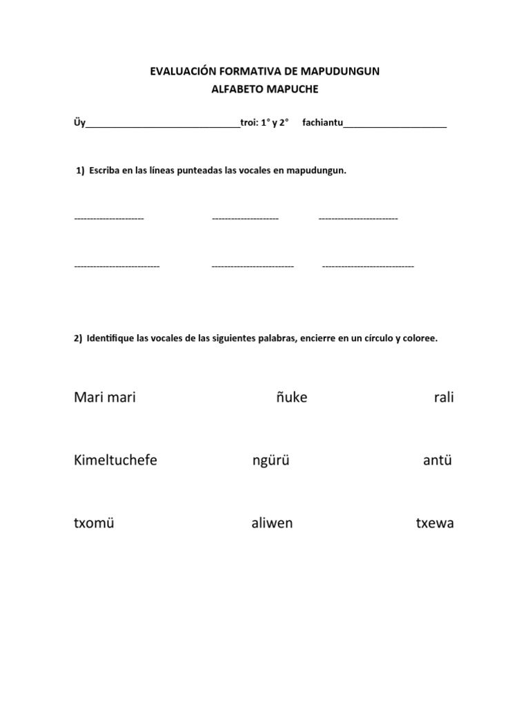 Mapudungun 2 | PDF