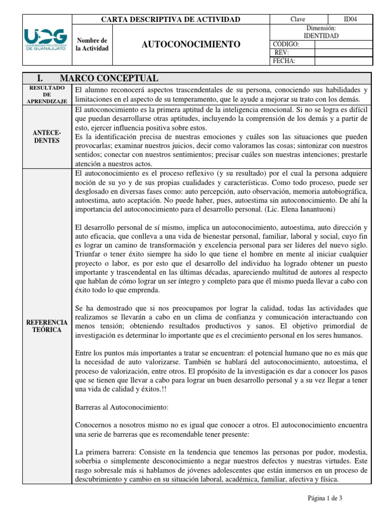 Cda Autoconocimiento | PDF | Autoestima | Desarrollo personal