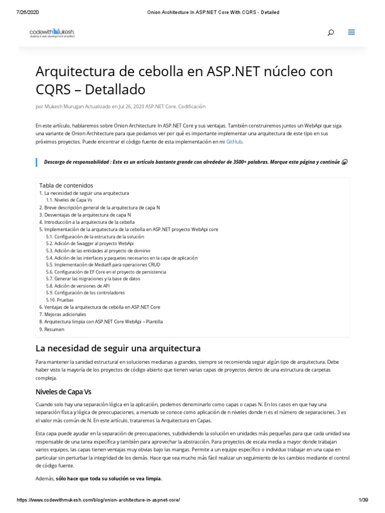 Onion Architecture in ASP - NET Core With CQRS - Detailed PDF | PDF ...