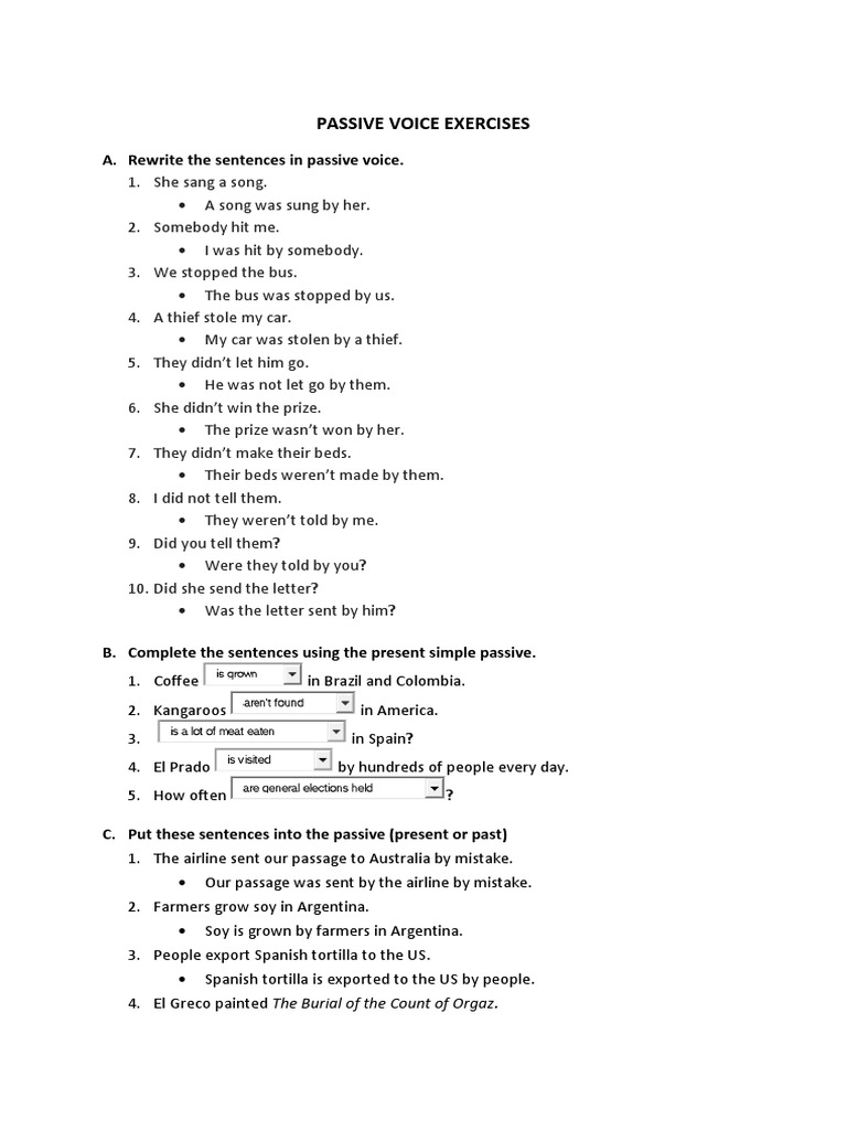 Passive Voice Exercises and Answers | PDF | Language Arts & Discipline