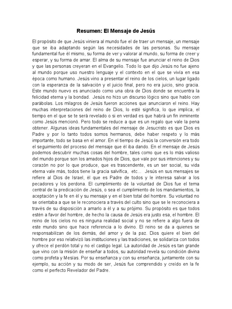 El Mensaje de Jesús | Descargar gratis PDF | Reinado y reino de dios ...