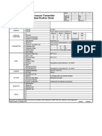 Pressure Transmitter Specification Sheet: General