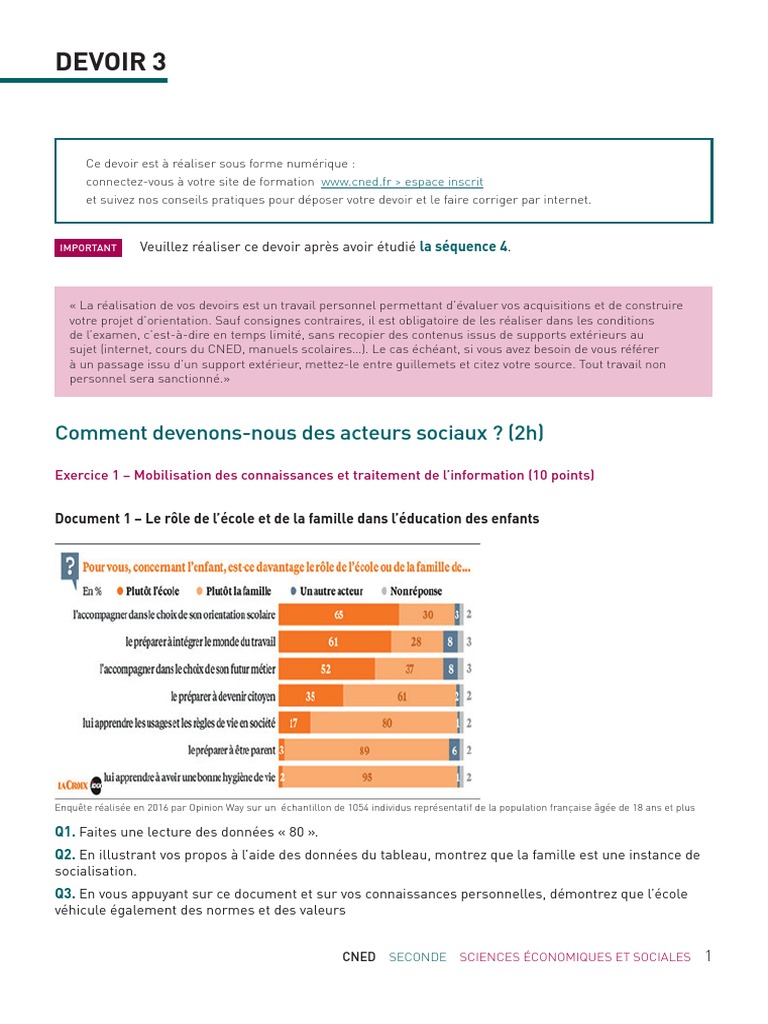 Comment Devenons nous Des Acteurs Sociaux Contrôle Corrigé SES Devoir 3 | PDF | Jouets | Socialisation