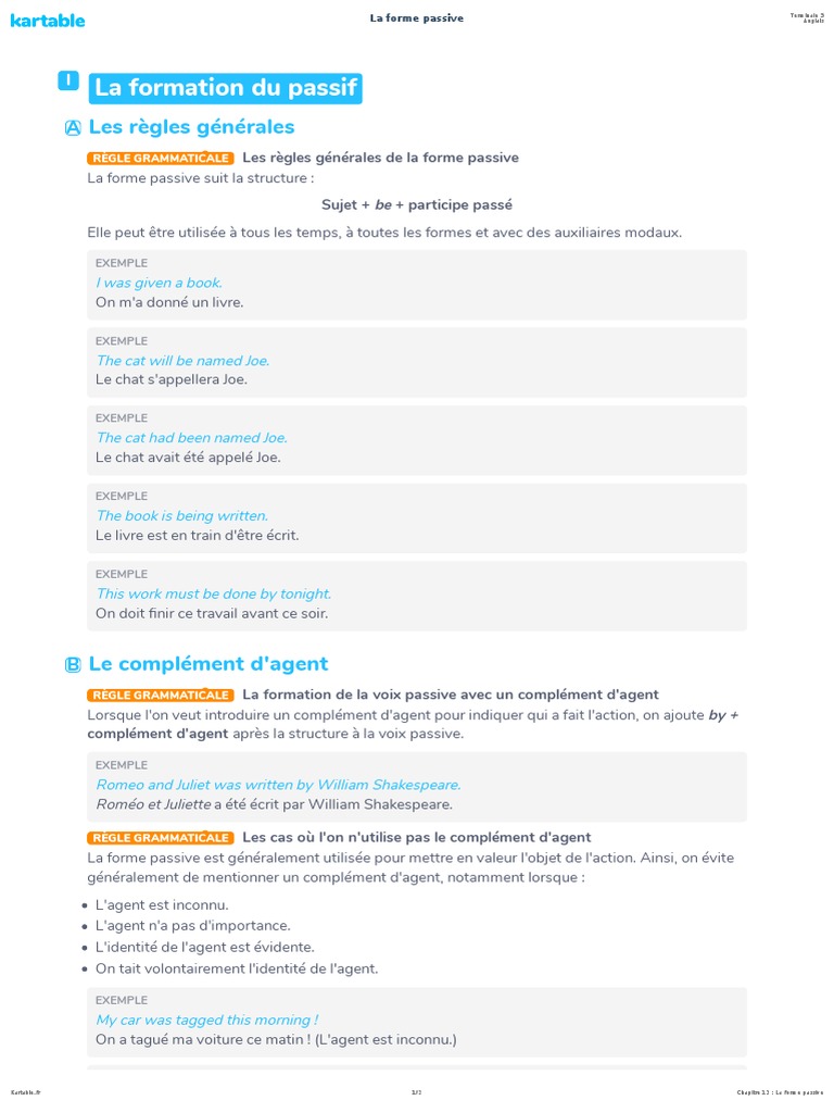 La Forme Passive 2 Pdf Verbe Pronom