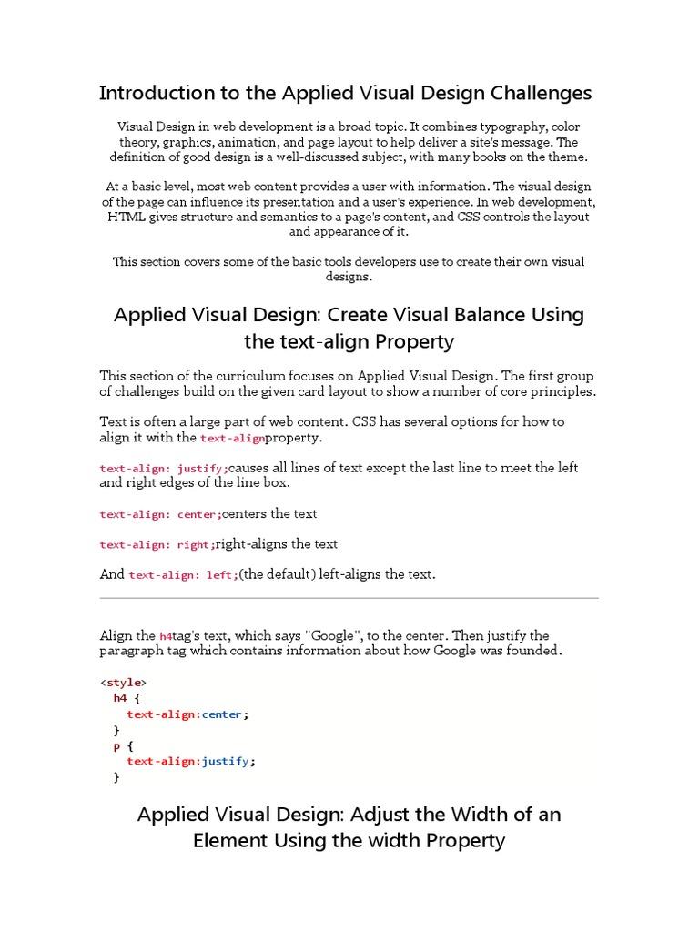 Introduction To The Applied Visual Design Challenges | PDF | Cascading ...