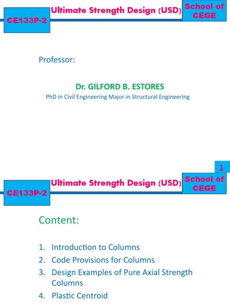 Ultimate Strength Design for Columns | PDF | Column | Strength Of Materials