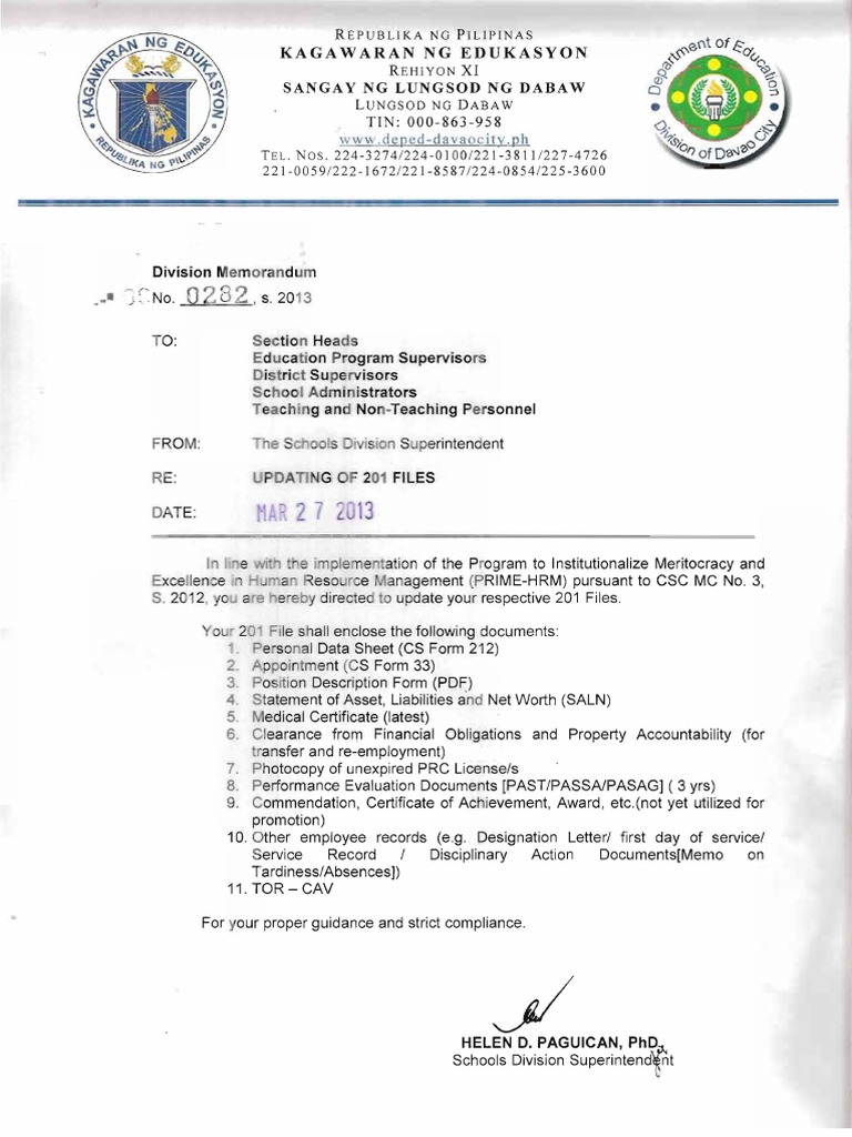 Updating 201 Files for Education Personnel | PDF | Economies | Government