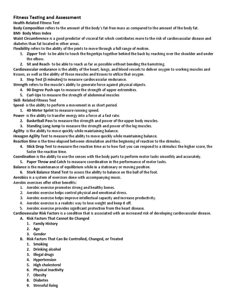 A Comprehensive Guide to Fitness Testing, Health-Related Assessments