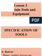 Specification of Tools