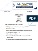 Assignment Maths Form Two