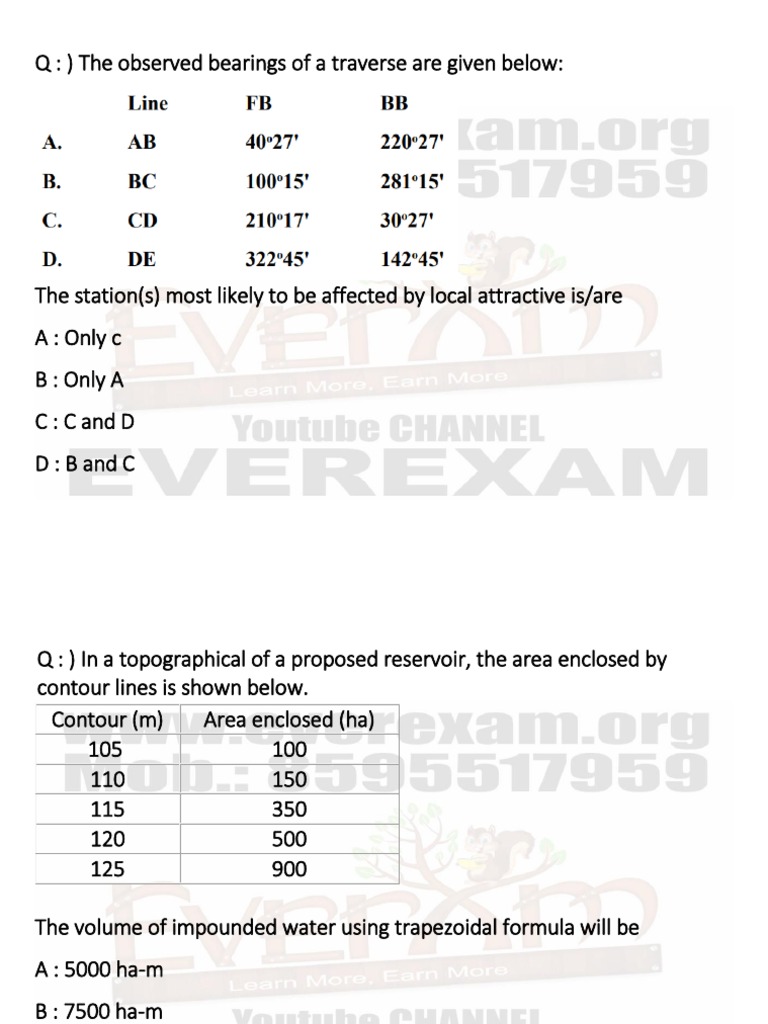 Q:) The Observed Bearings of A Traverse Are Given Below | PDF | Road ...