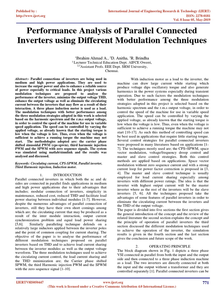 Performance of Parallel Inverters Modulation | PDF | Power Inverter ...