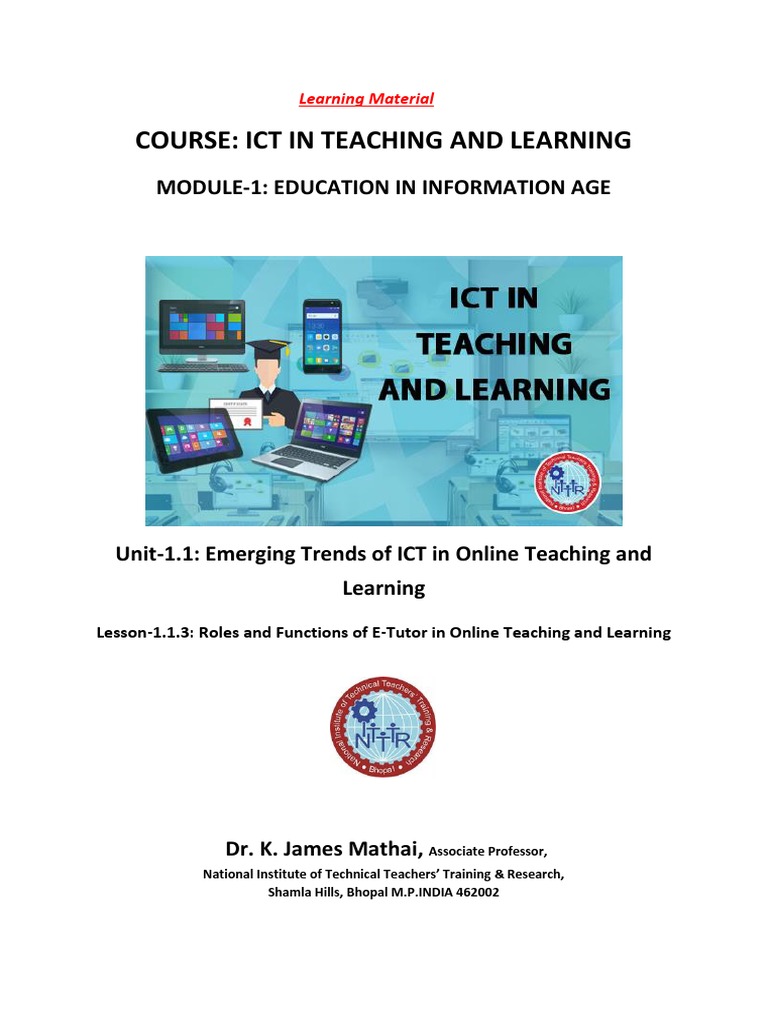 Course: Ict in Teaching and Learning: Module-1: Education in ...