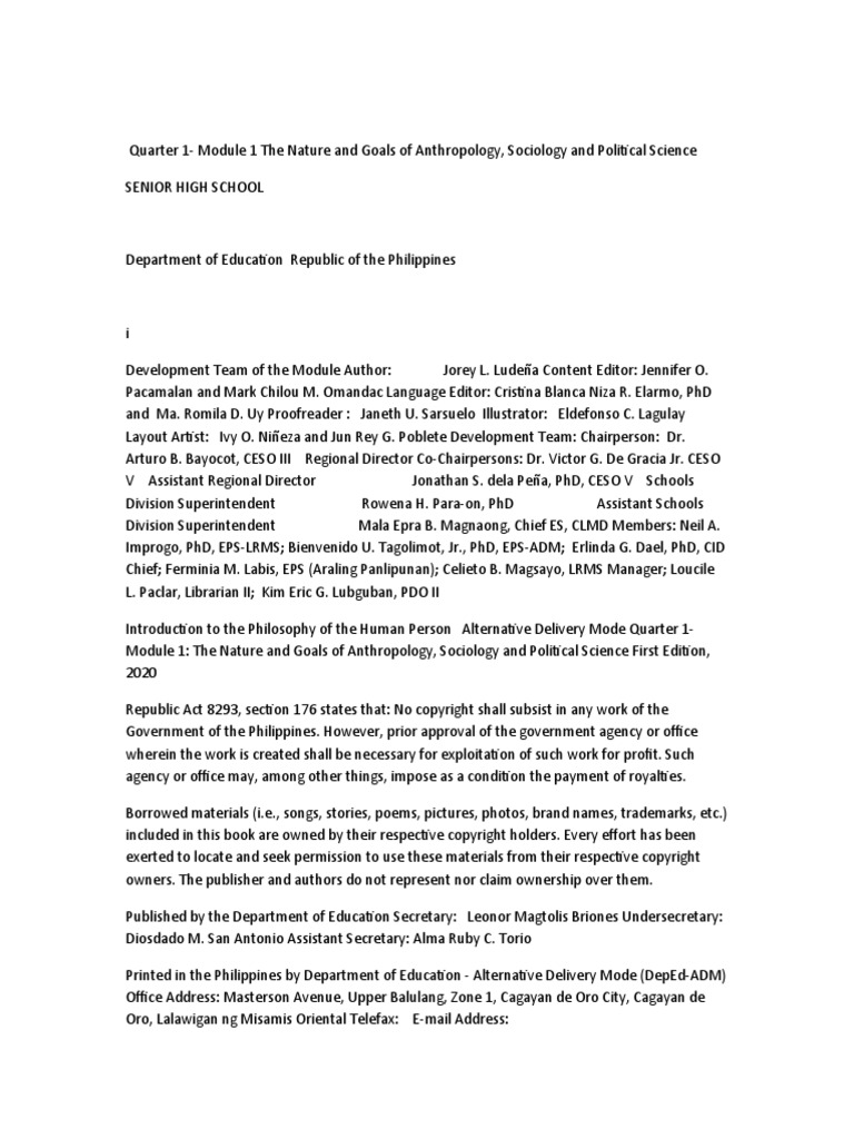 Quarter 1 UCSP | PDF | Sociology | Anthropology