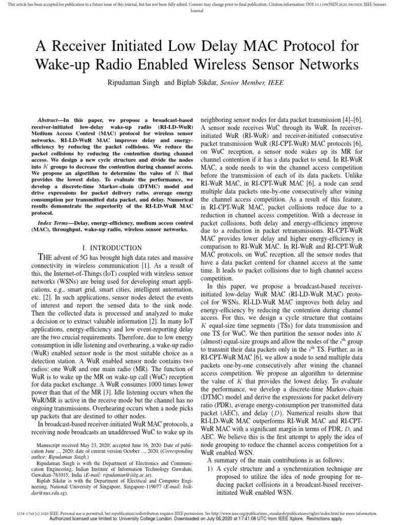 A Receiver Initiated Low Delay MAC Protocol For Wake-Up Radio Enabled ...