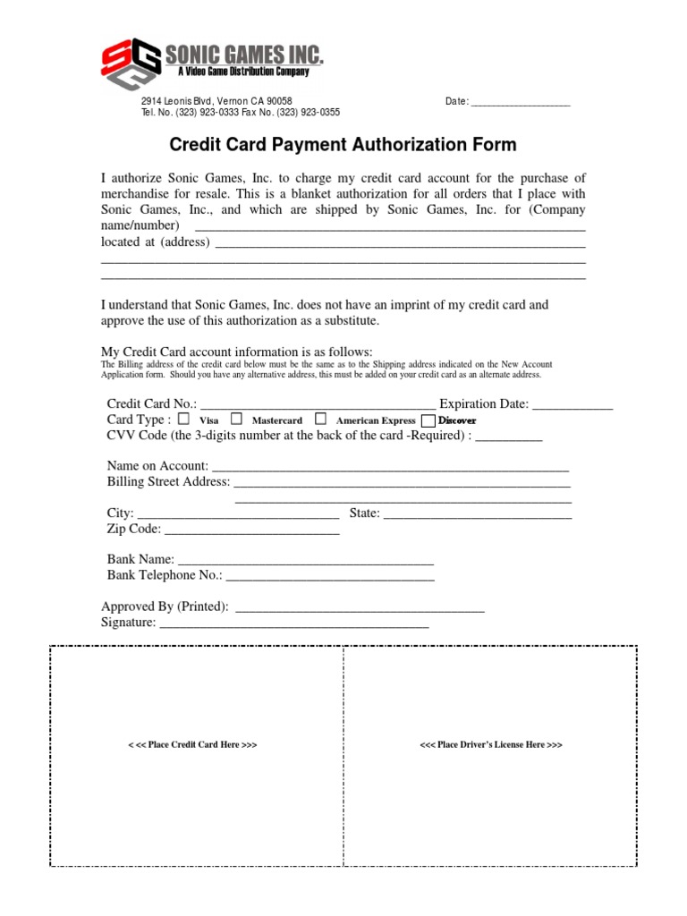 Credit Card Payment Authorization Form | PDF
