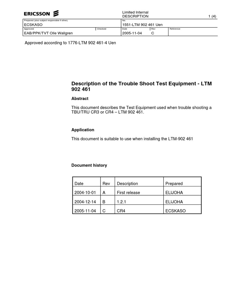 Description of The Trouble Shoot Test Equipment | PDF | Equipment | Nature