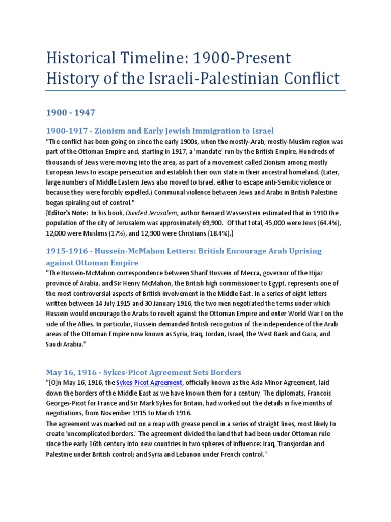 Historical Timeline-Palestine Israel | PDF | Palestine Liberation