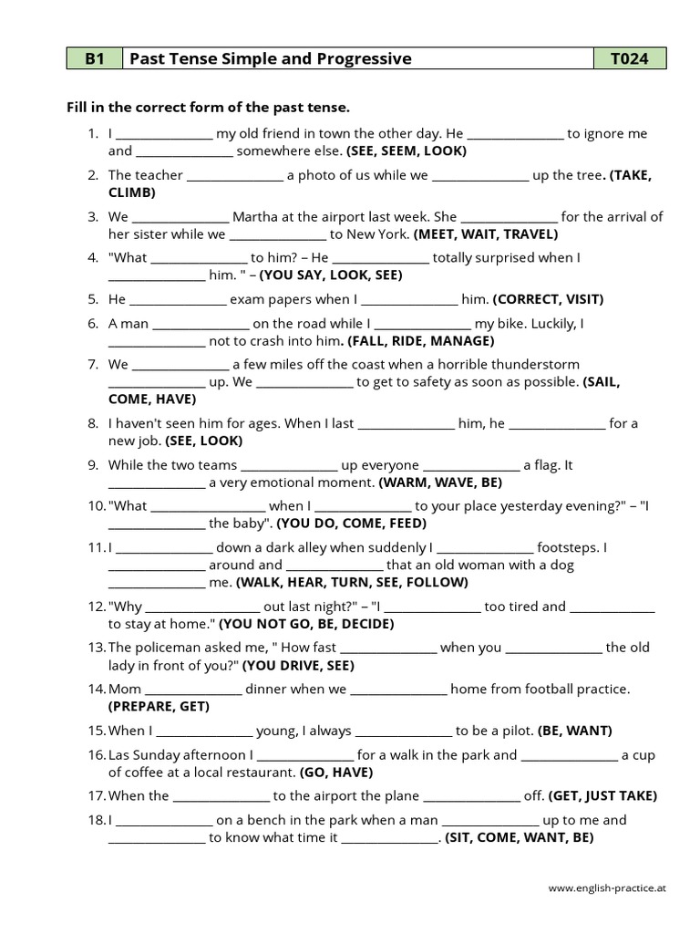 Past Tense Simple and Progressive Exercises | PDF